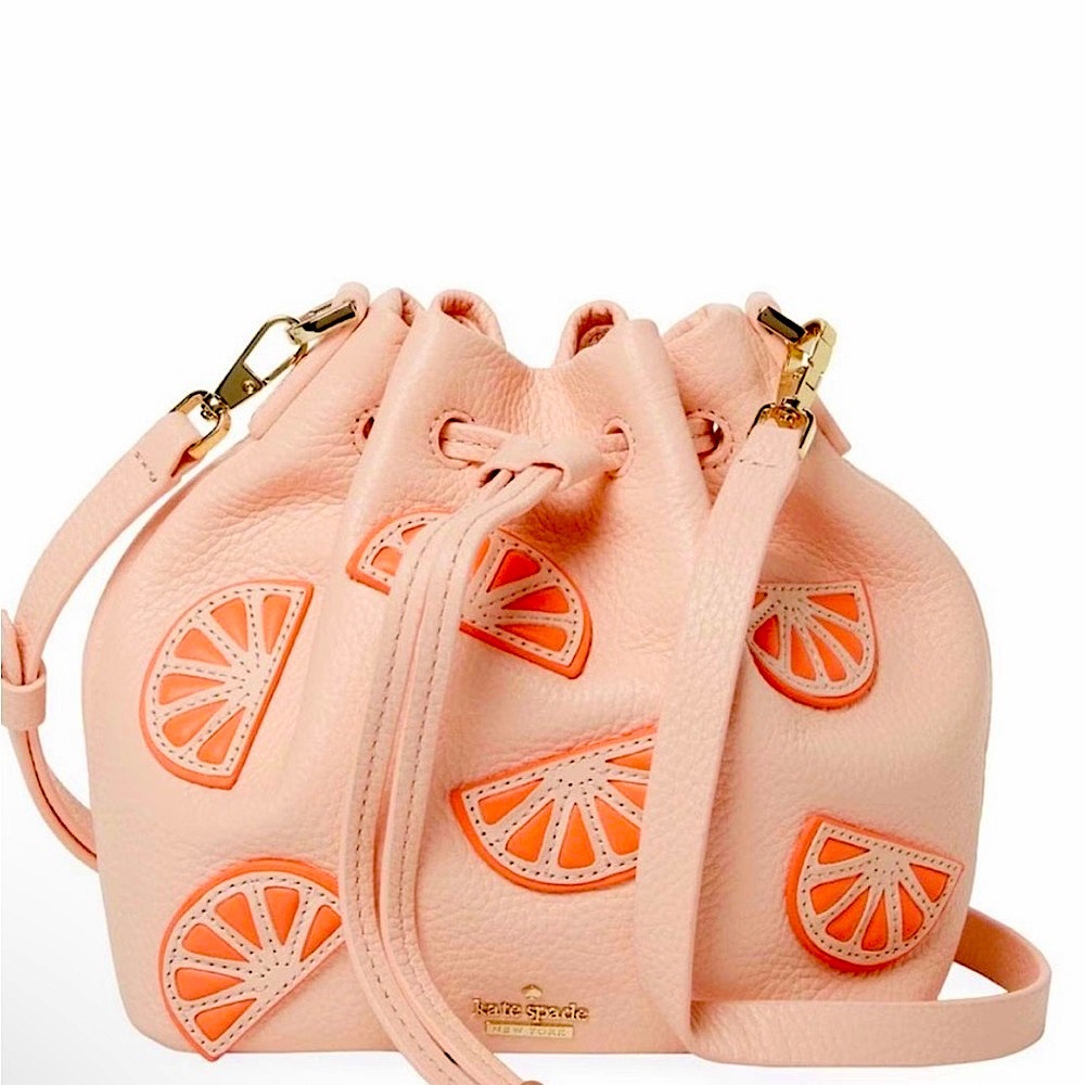 RARE Kate Spade “Flights of Fancy” Urchin Pink Grapefruit Bucket Bag